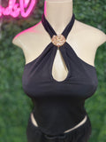 Seashell buckle halter top