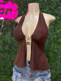 Halter neck starfish buckle trim