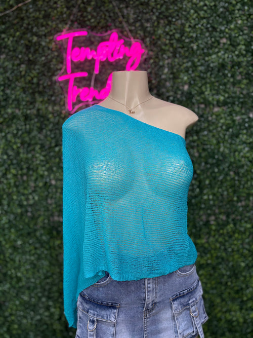 Asymmetrical Knit Sheer Shrug