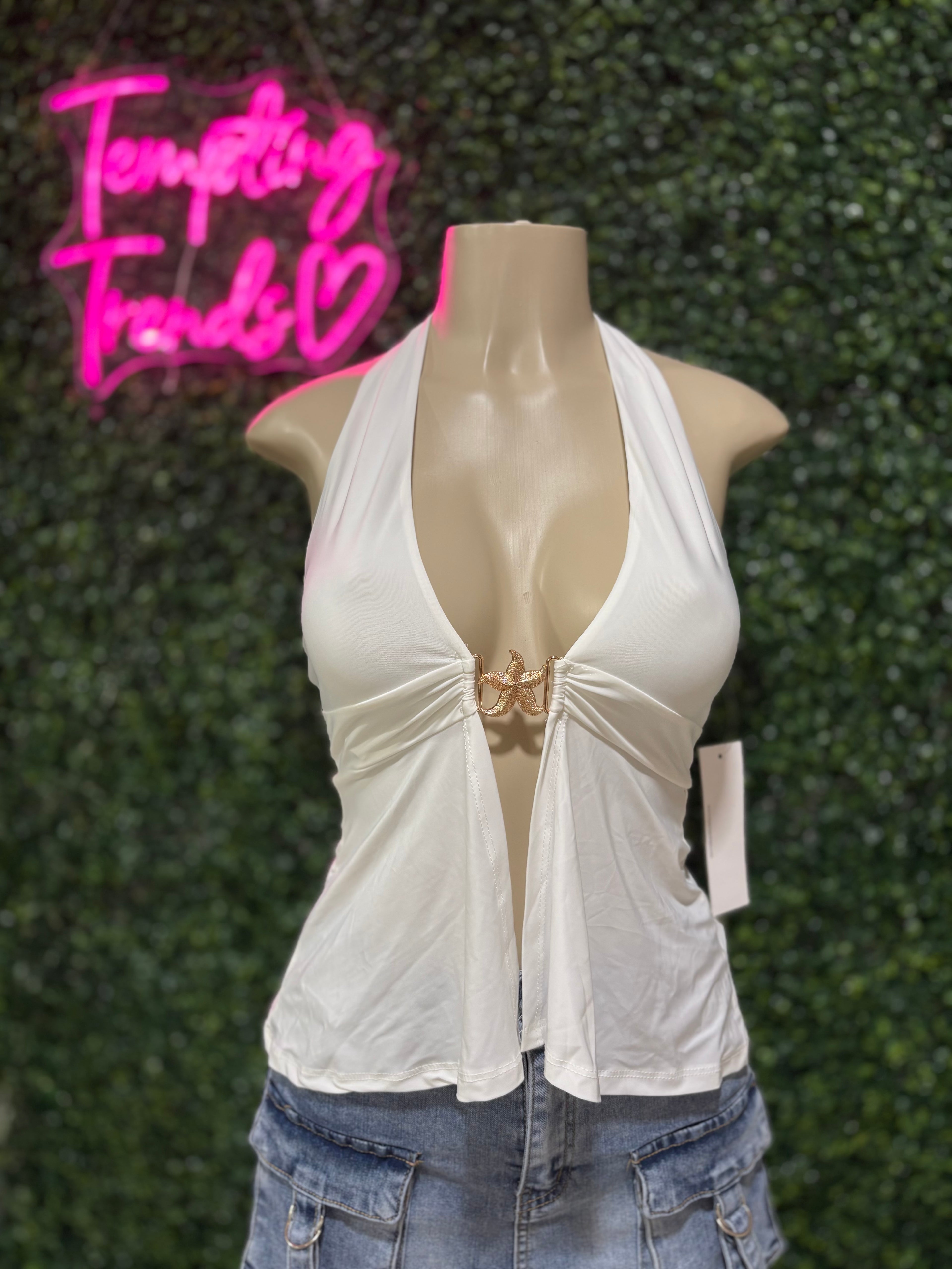 Halter neck starfish buckle trim