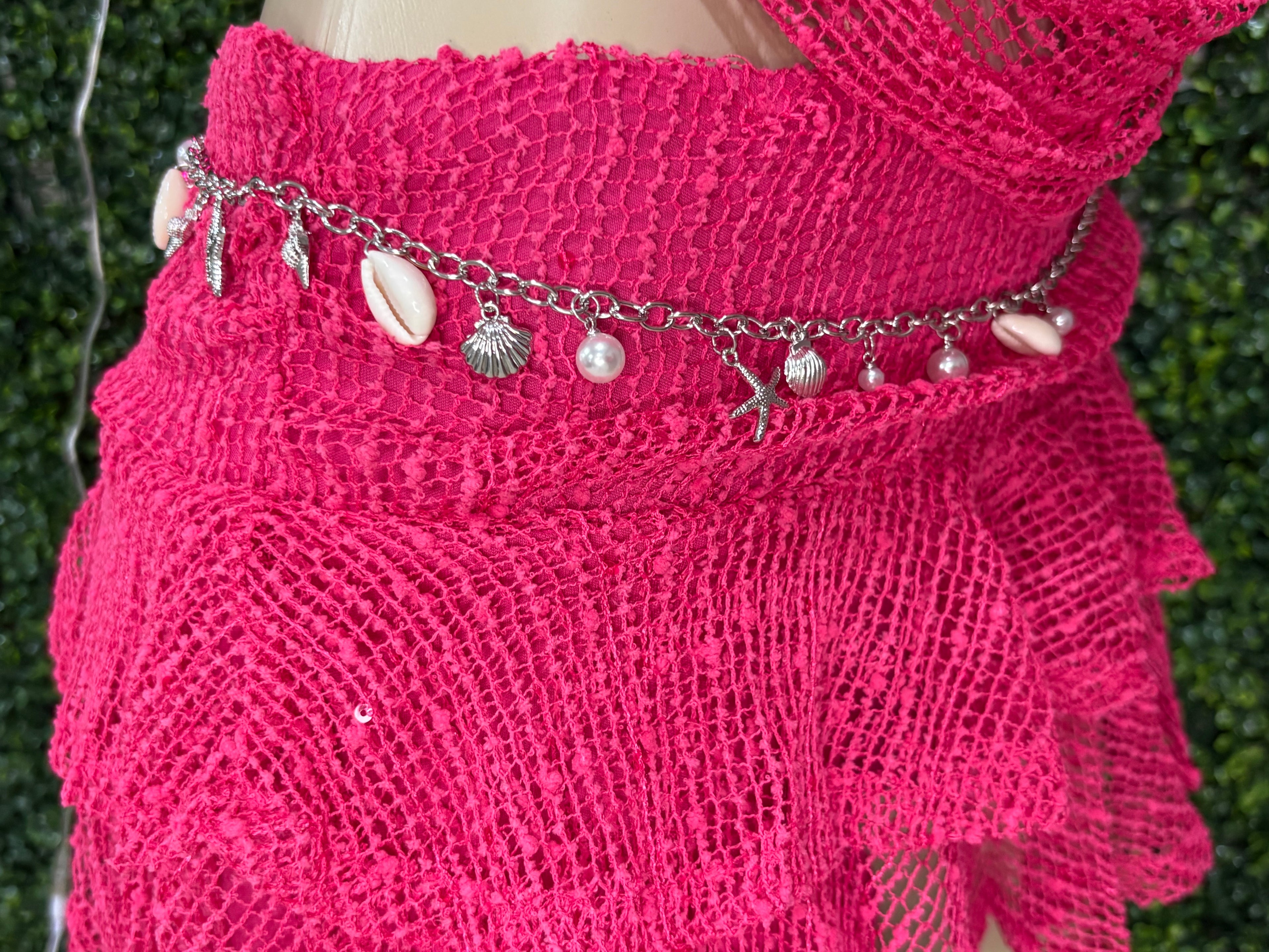 Small charm ocean shell chain belt
