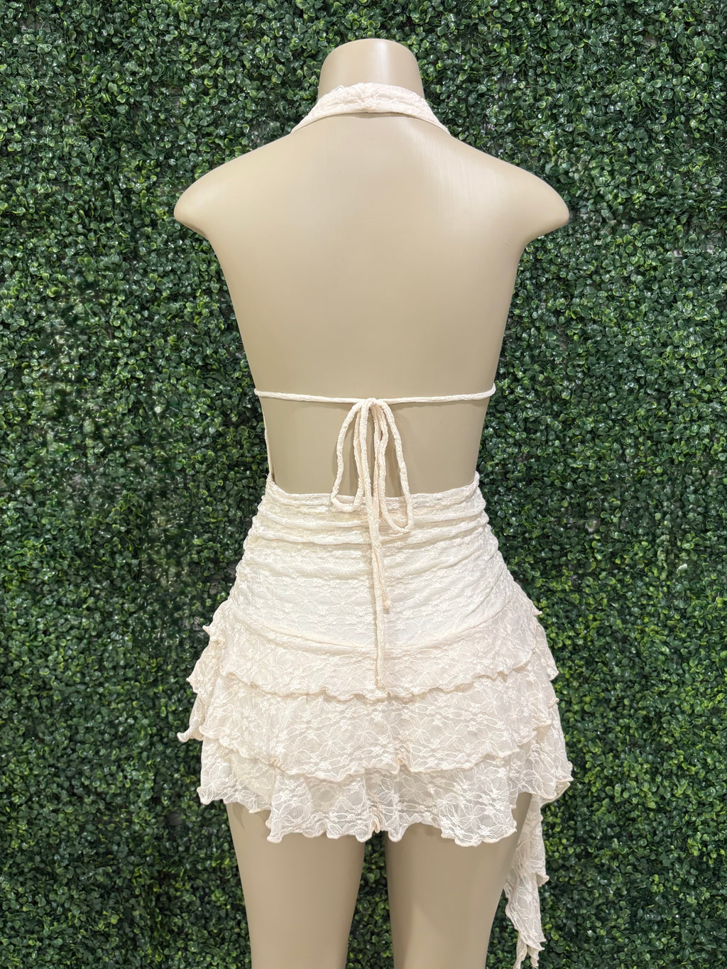 Open back draped ruffled dress