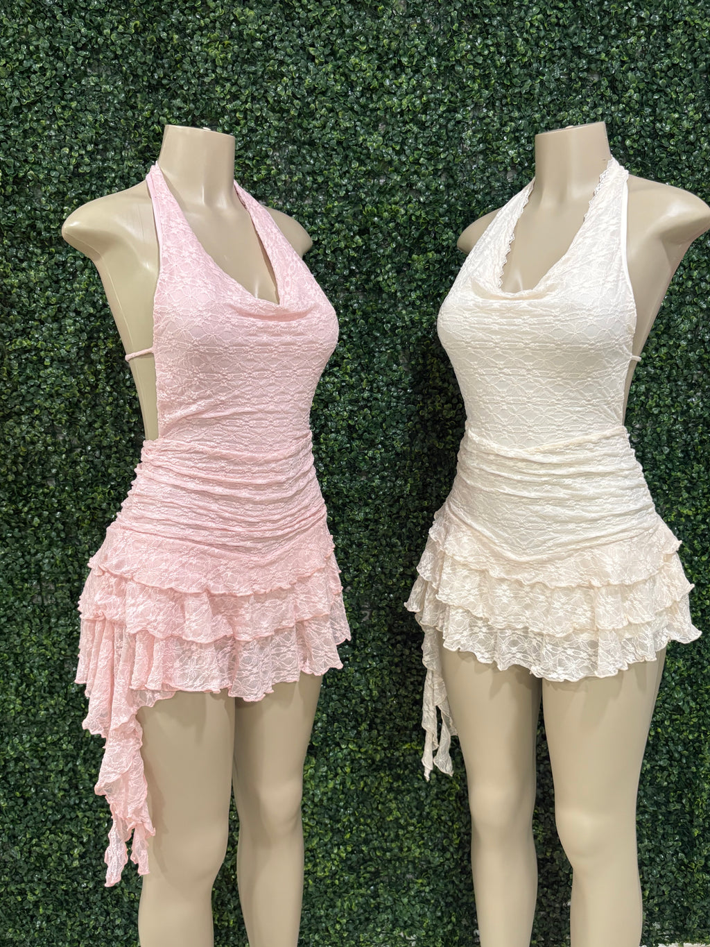Open back draped ruffled dress