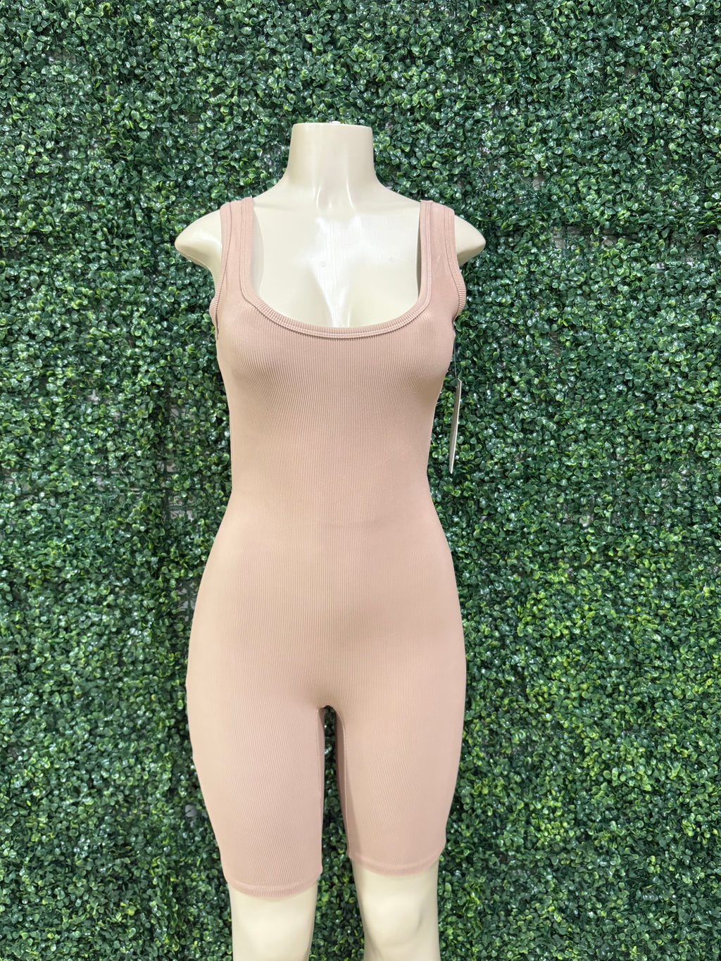 Ruching Hip Open Back Biker Romper