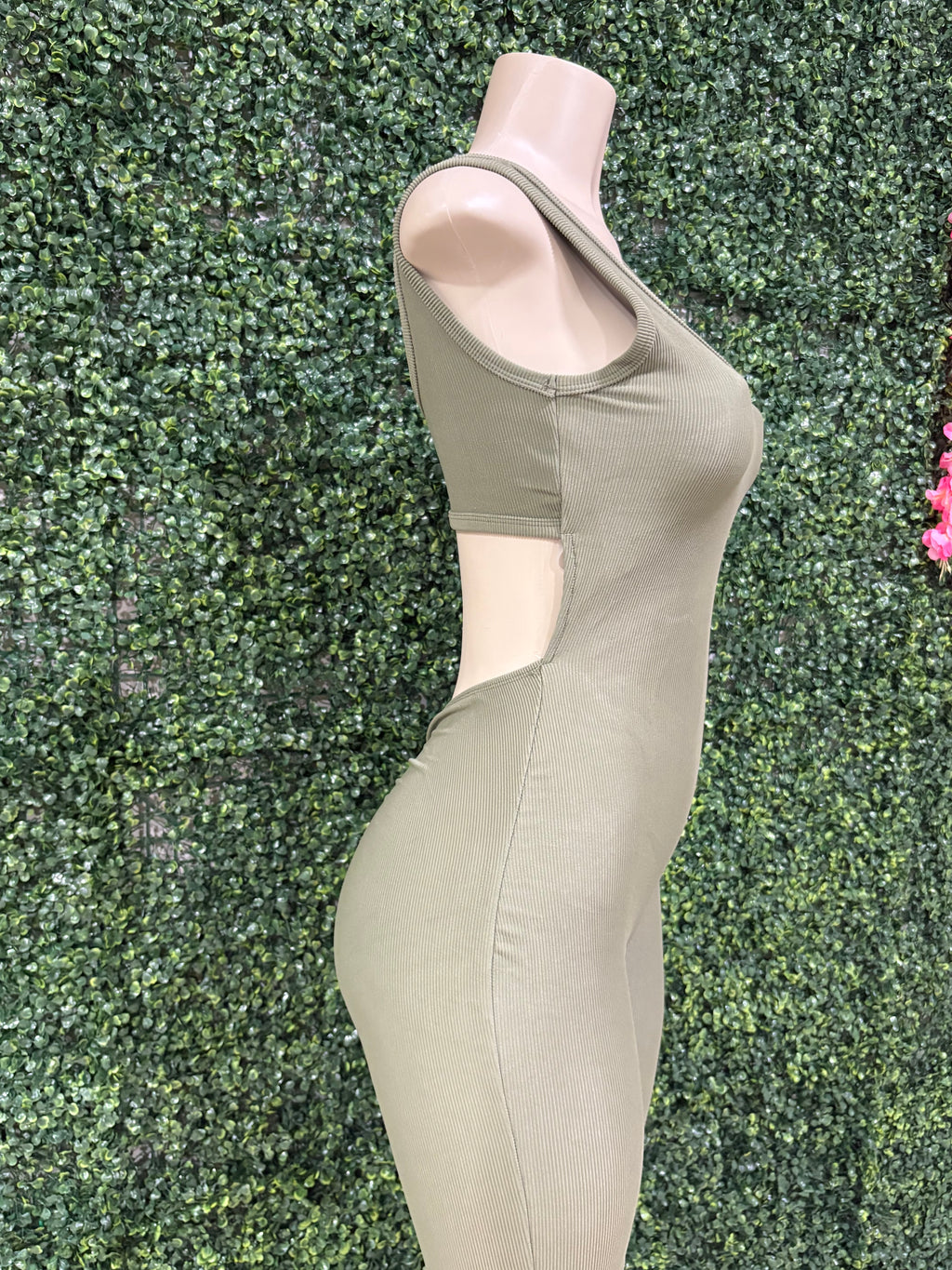 Ruching Hip Open Back Biker Romper