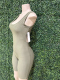 Ruching Hip Open Back Biker Romper