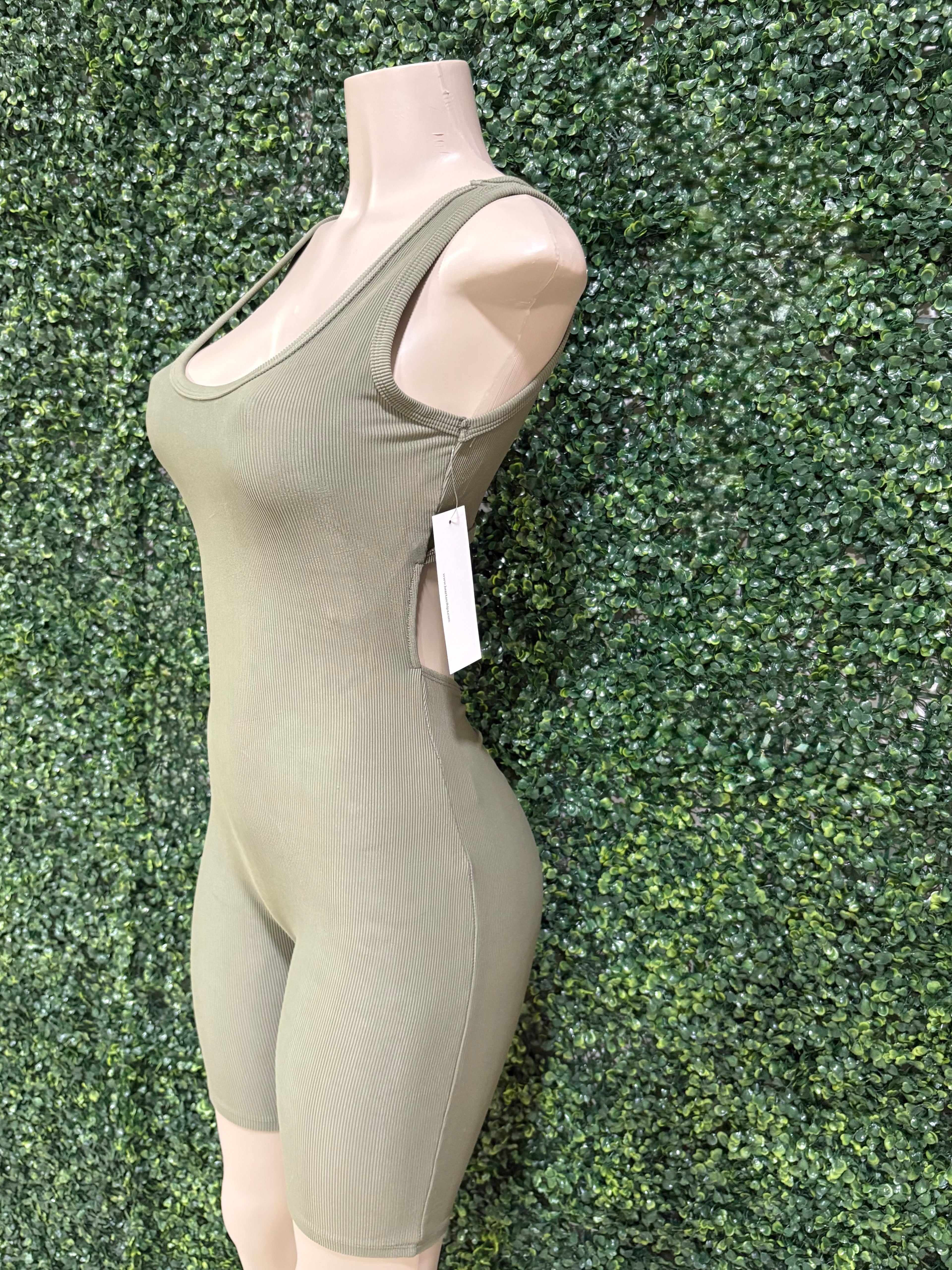 Ruching Hip Open Back Biker Romper
