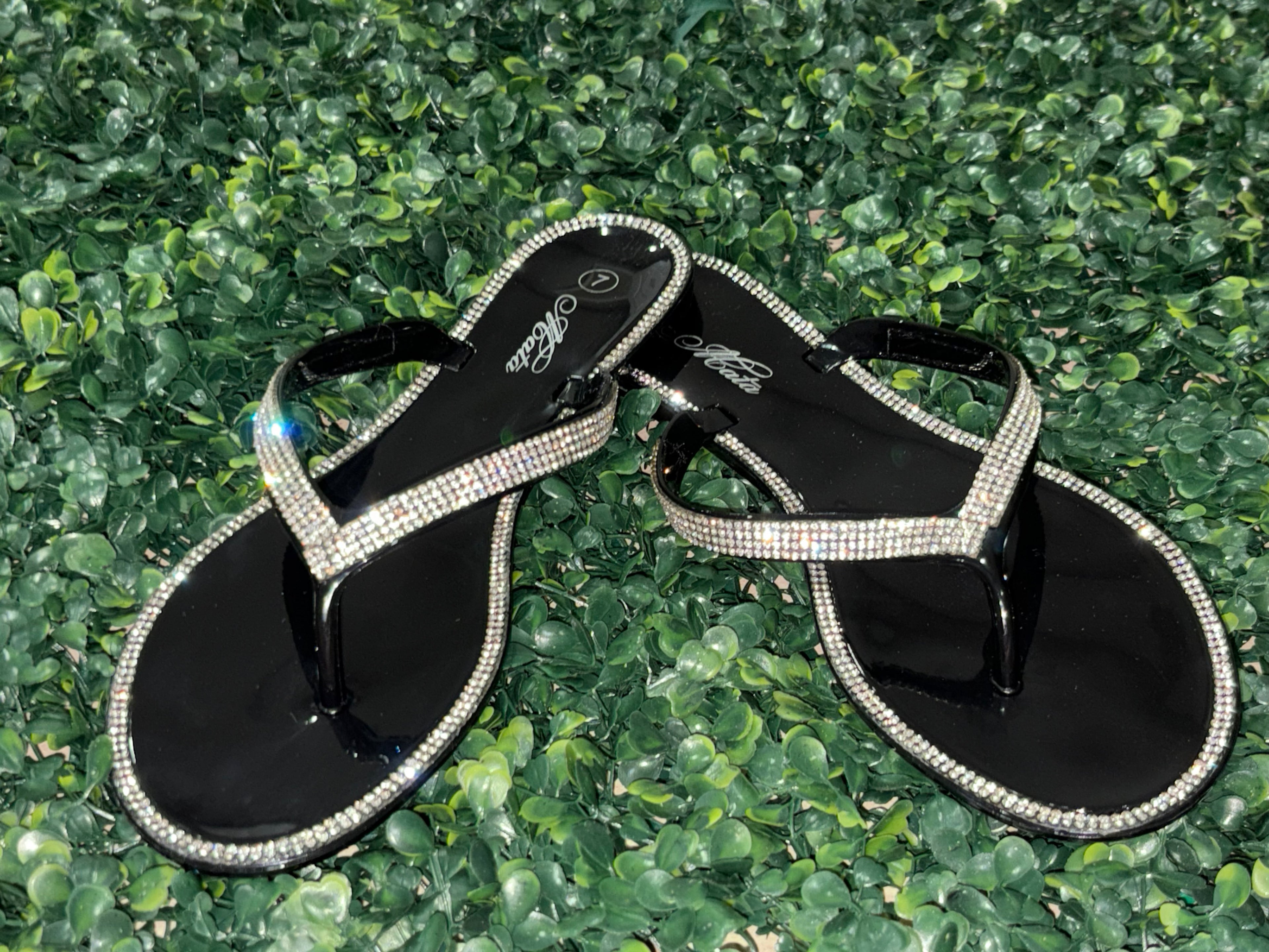 Crystal wrap black sandal