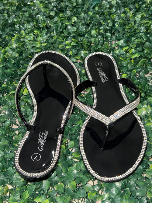 Crystal wrap black sandal