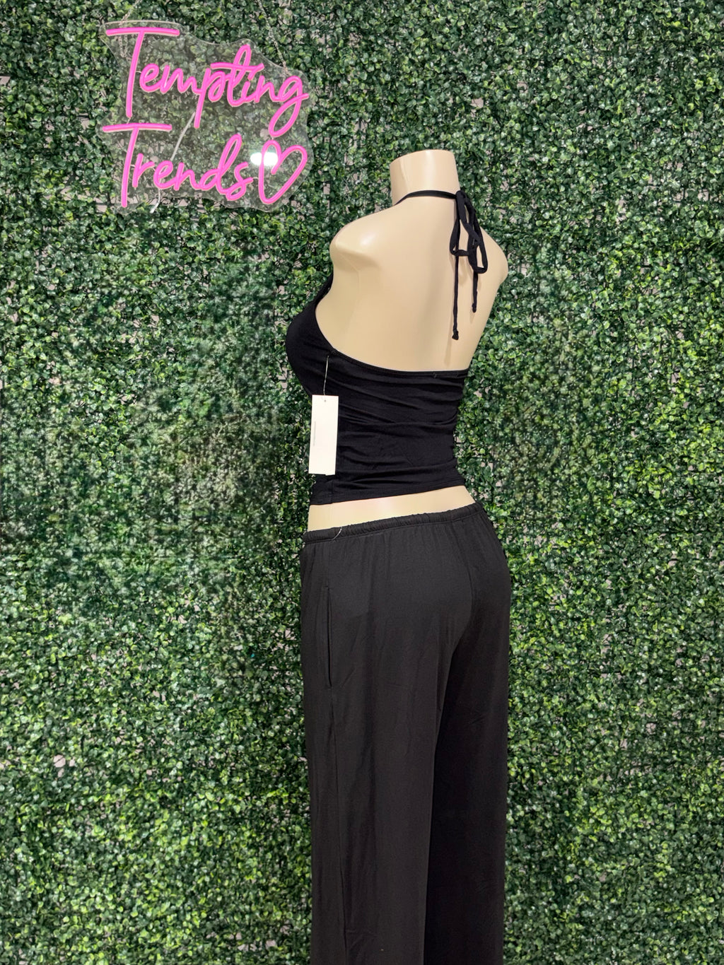 WIDE LEG DRAWSTRING ELASTIC PANTS