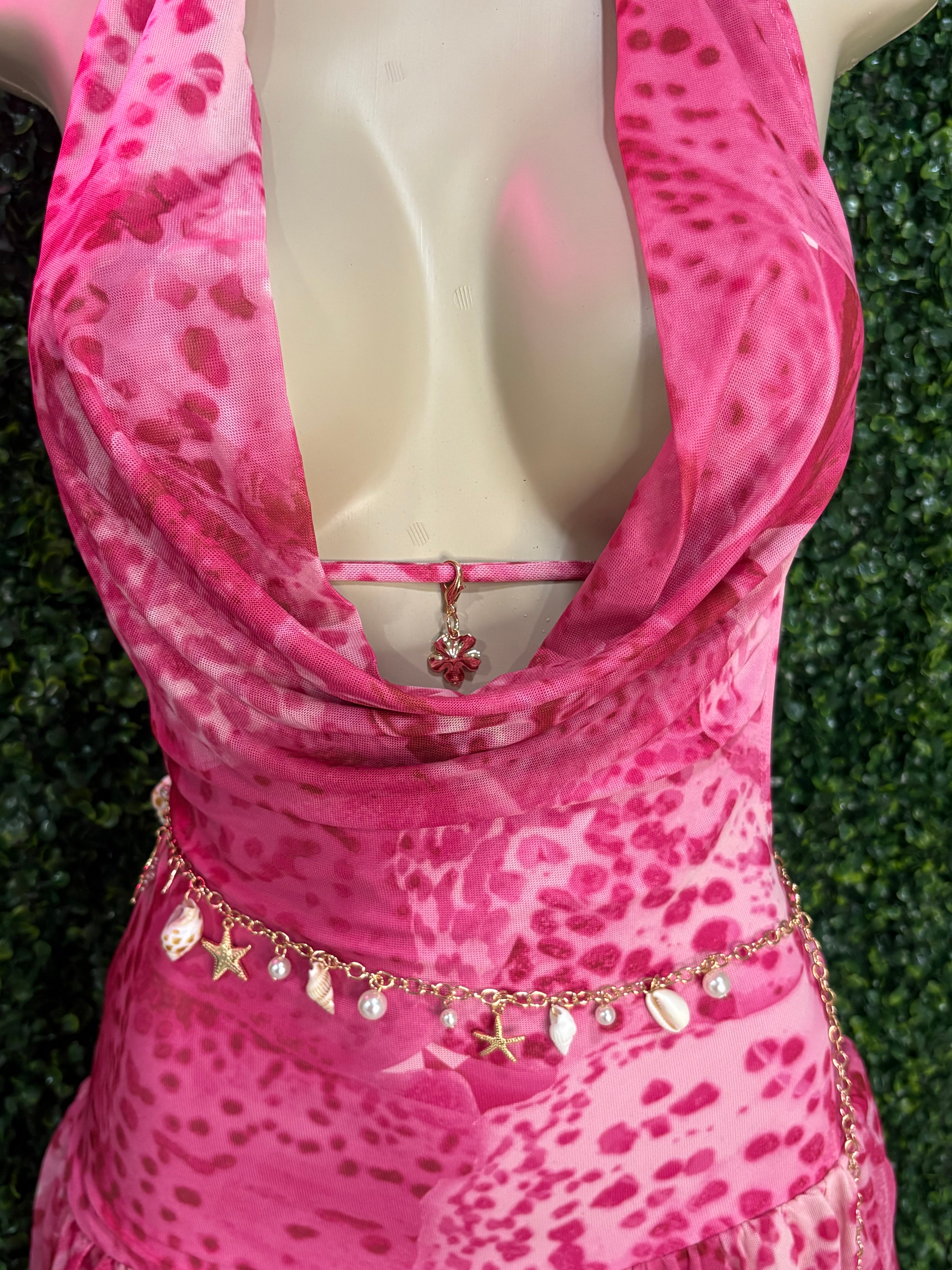 Halter printed mini dress