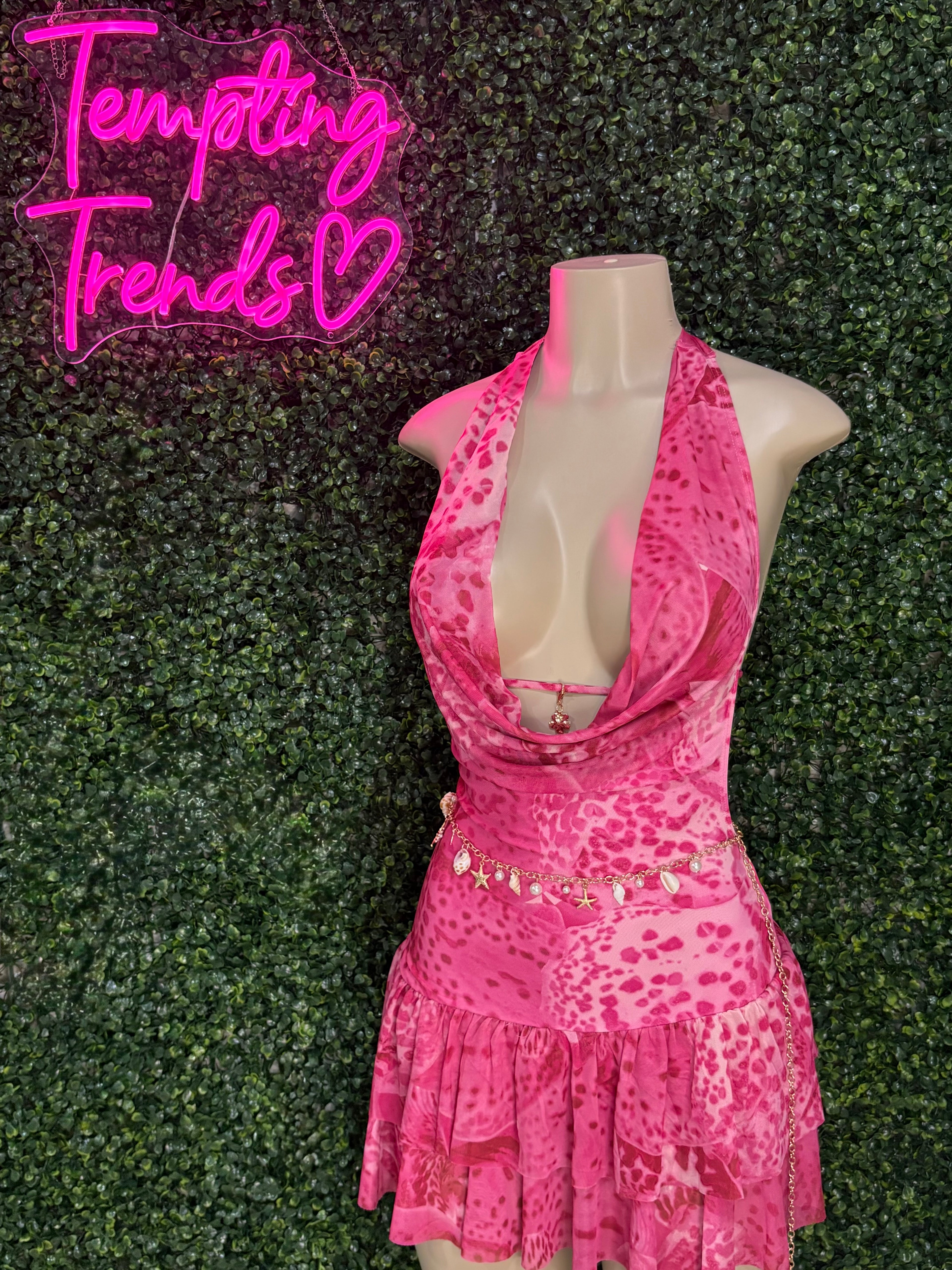 Halter printed mini dress