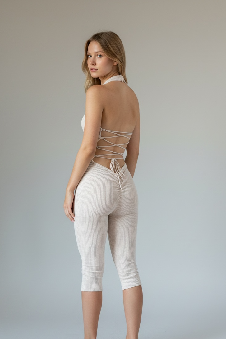 Open Back Capris Jumpsuit