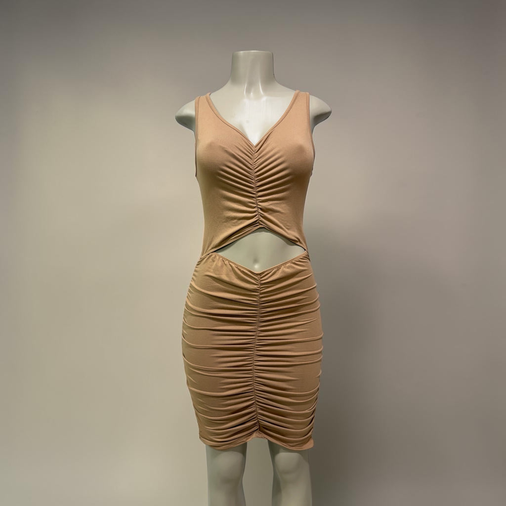 Sleeveless dress w open front