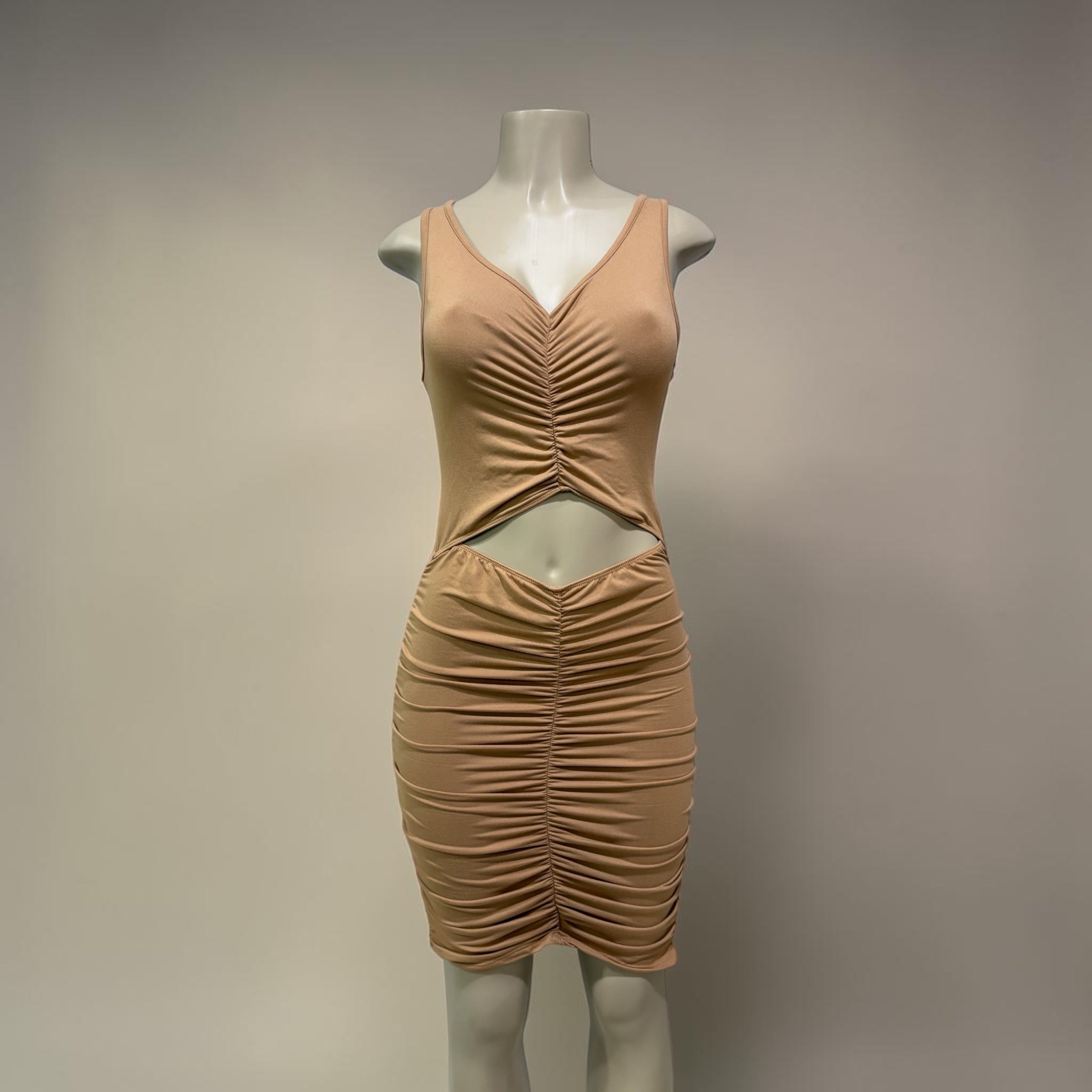 Sleeveless dress w open front
