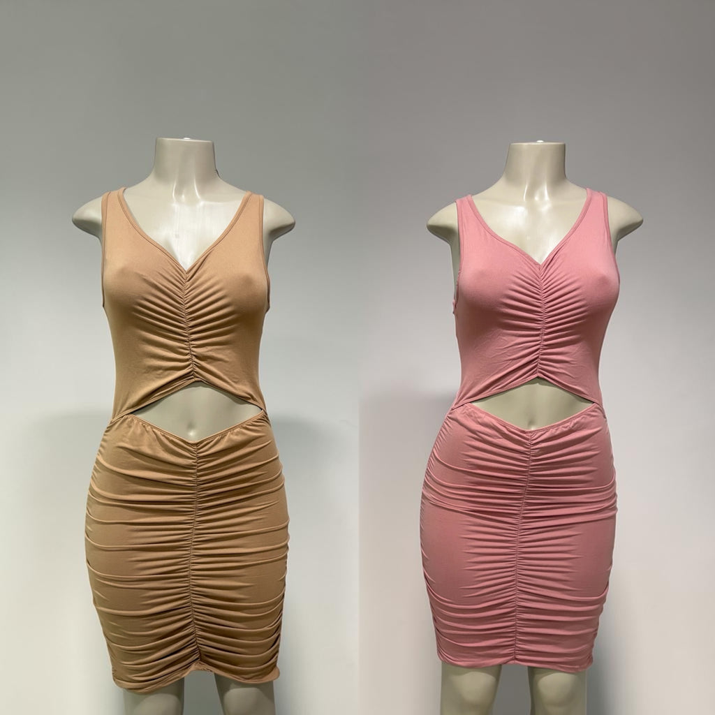 Sleeveless dress w open front
