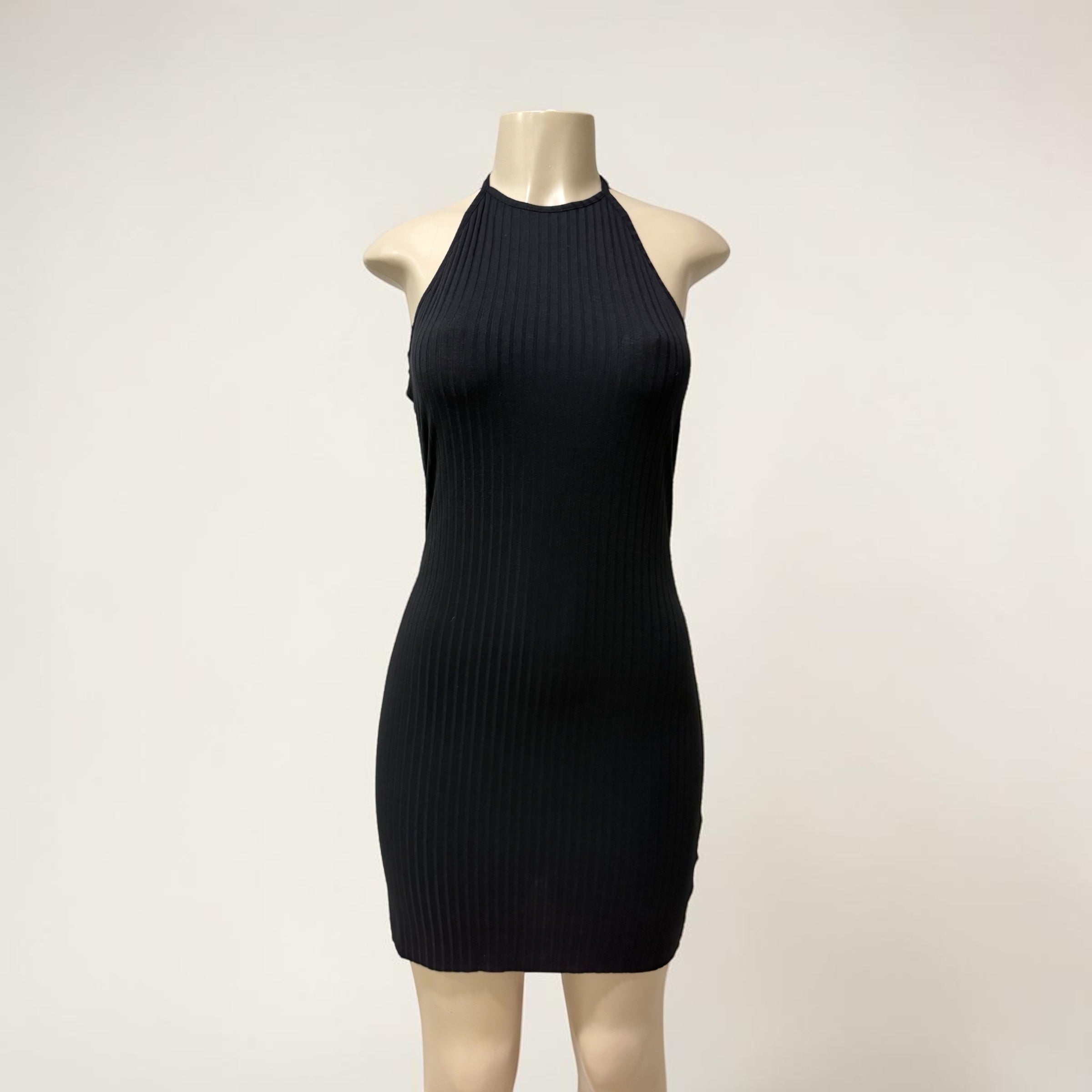 Neck tie open back dress