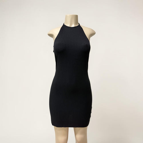 Neck tie open back dress