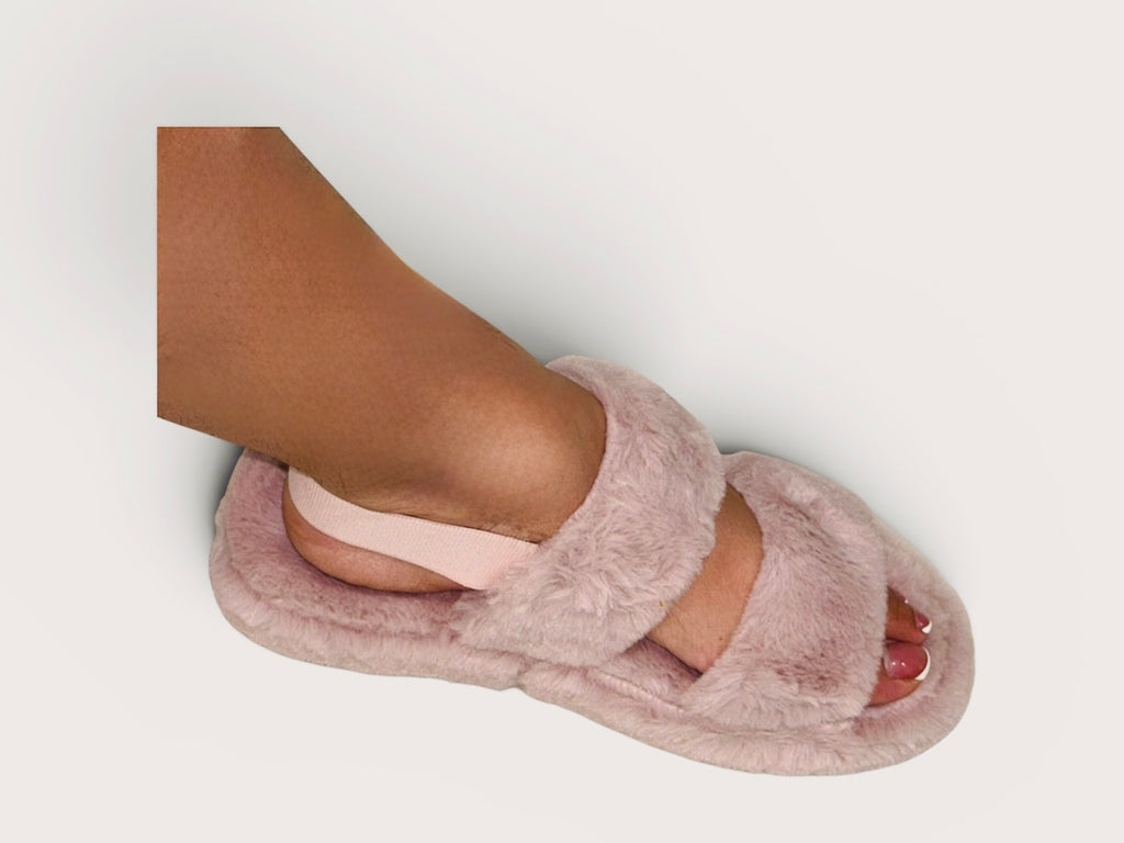 Furry blush strap sandal